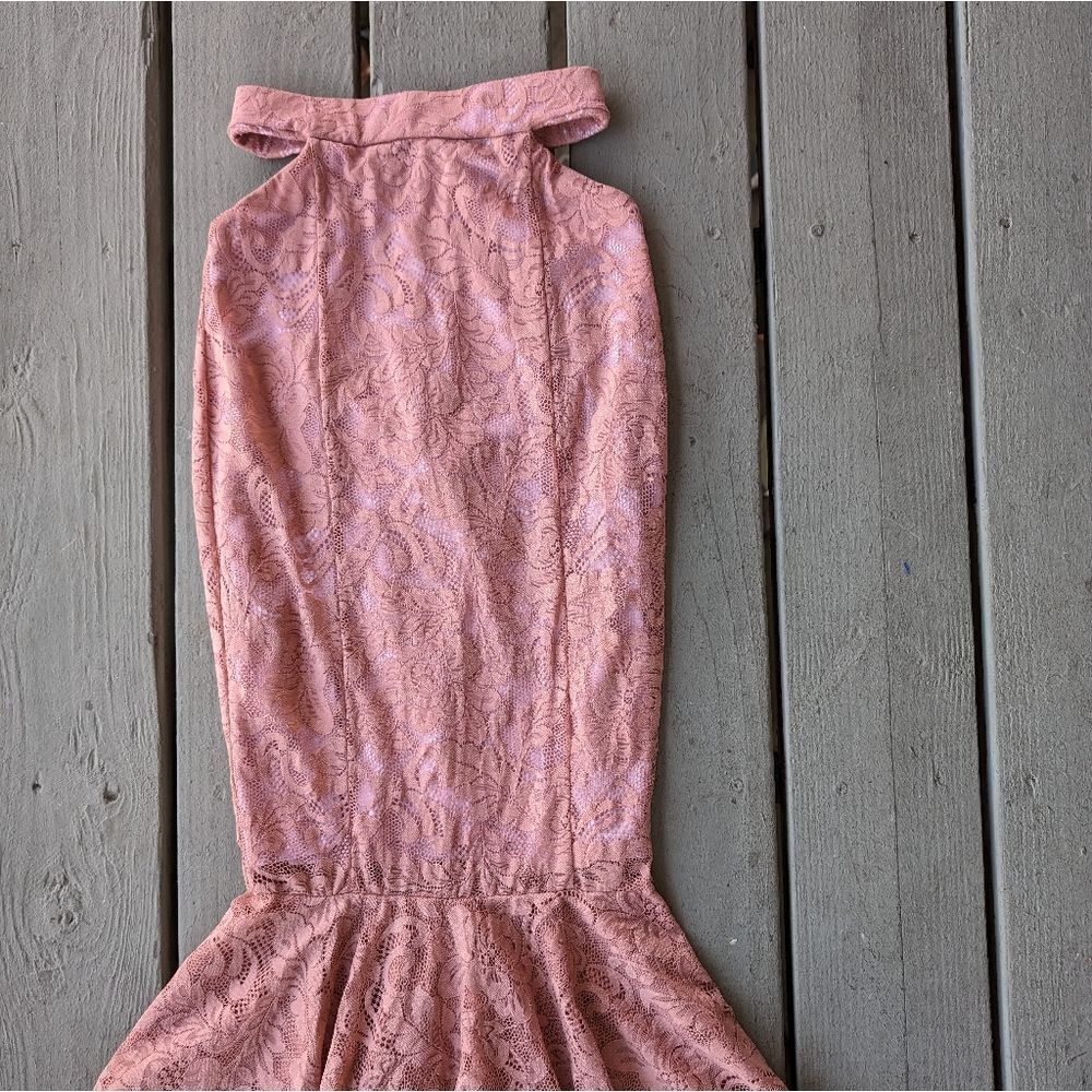 Michael Costello x Revolve Pink Lace High Waist‎ Cut Out Ruffle Pencil Skirt S - Picture 5 of 7